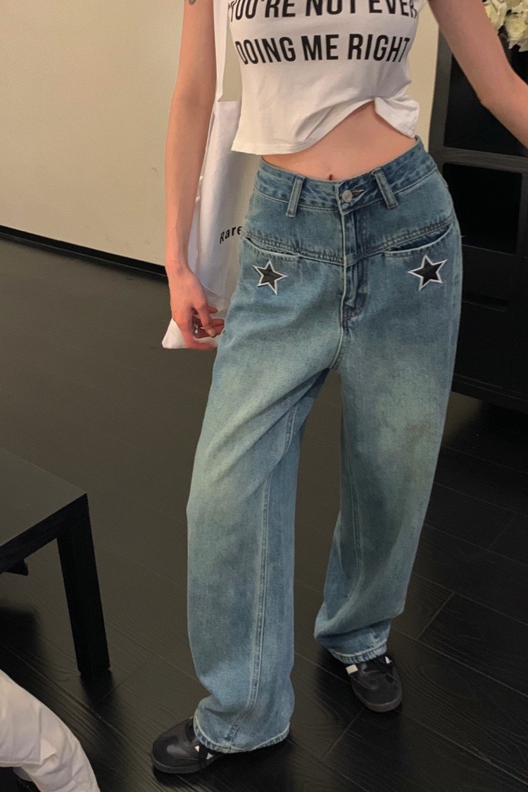 Autumn washed straight retro jeans