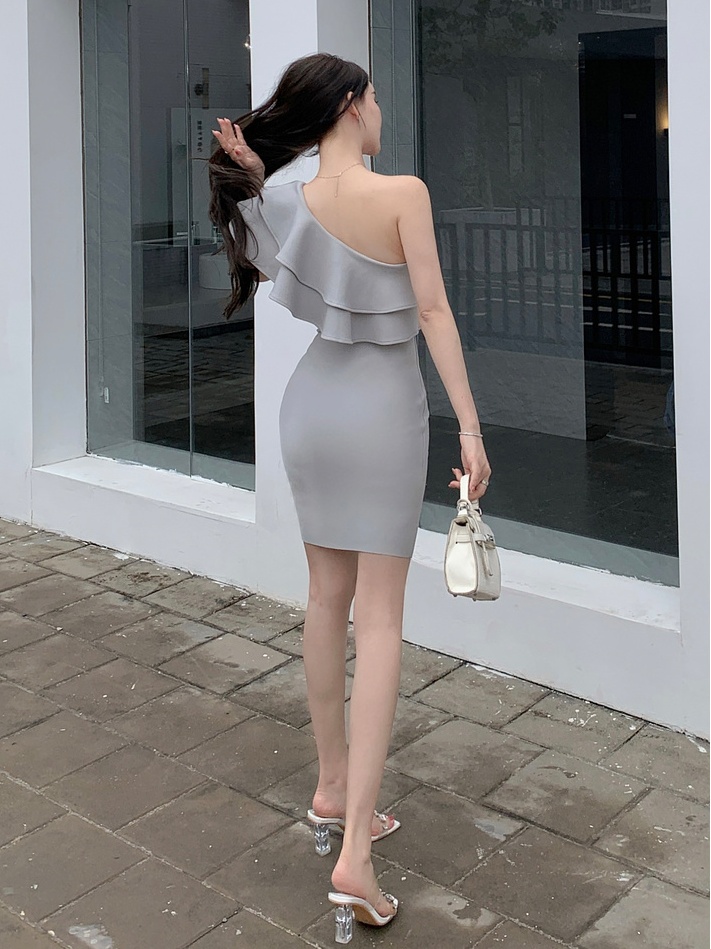 Shoulder slim light package hip temperament dress for women