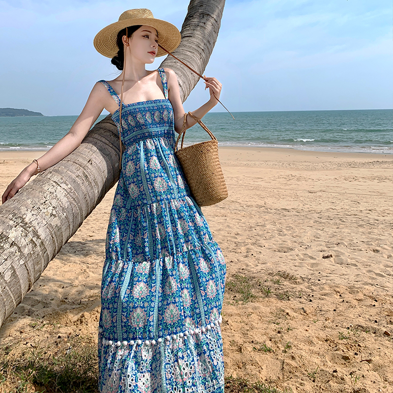 Vacation summer long dress high waist dress for women