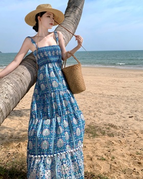Vacation summer long dress high waist dress for women