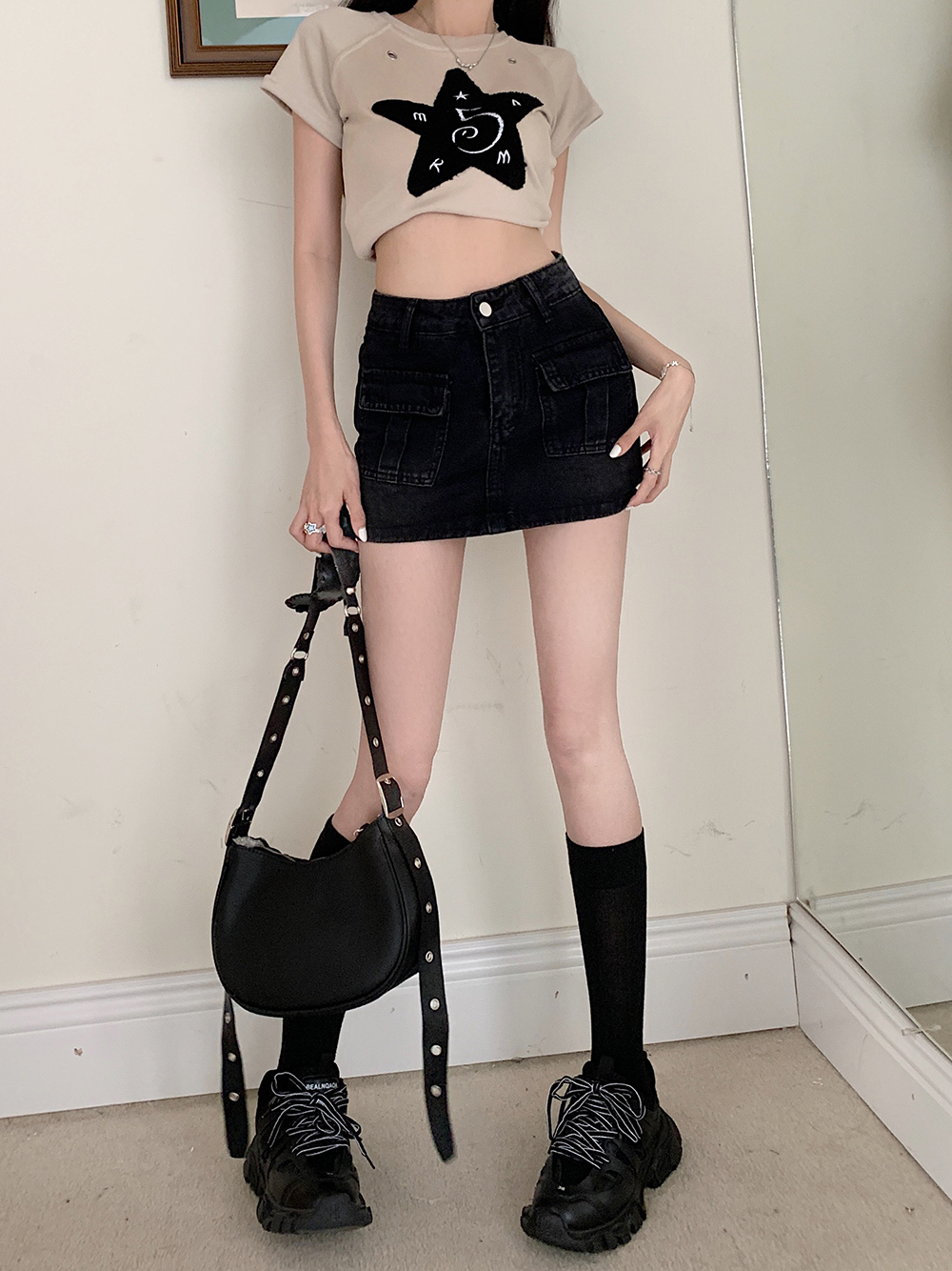 Anti emptied spicegirl belt slim short skirt for women