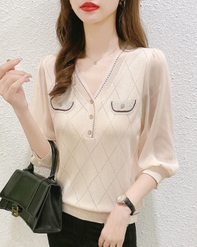 Short sleeve sweater ice silk bottoming shirt for women