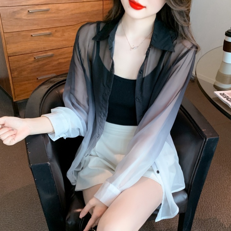 Korean style gradient cardigan summer shirt for women