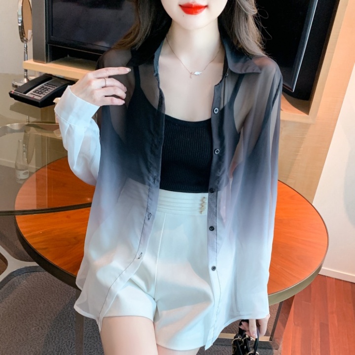 Korean style gradient cardigan summer shirt for women