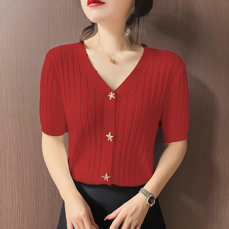 Knitted cardigan thin coat for women