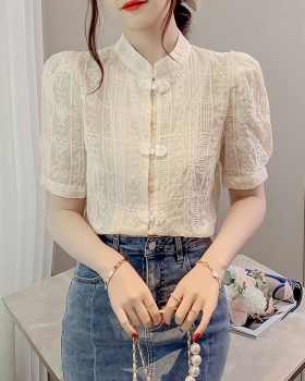 Korean style round neck shirt summer tops for women