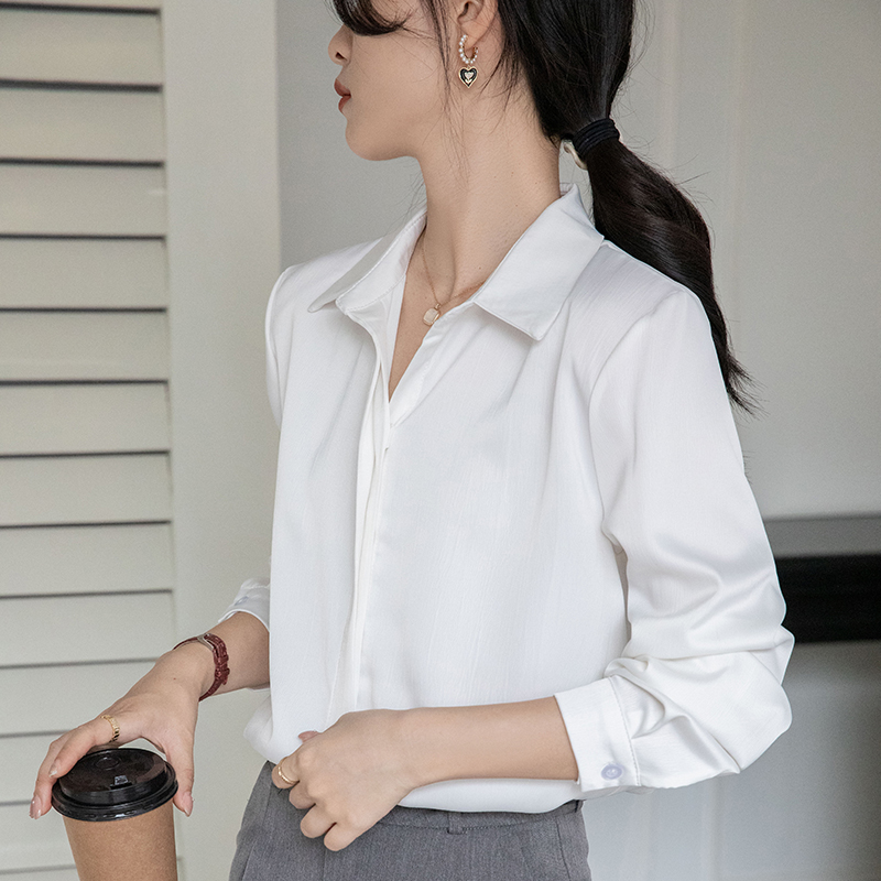 Long sleeve commuting shirt all-match satin tops