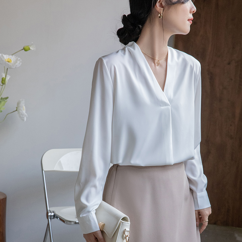 White commuting shirt long sleeve tops for women