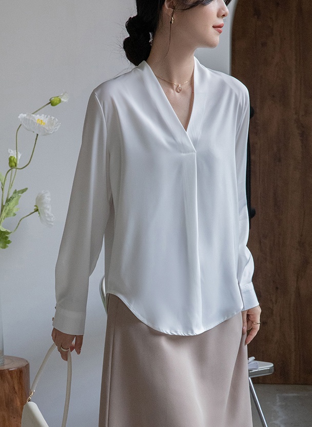 White commuting shirt long sleeve tops for women