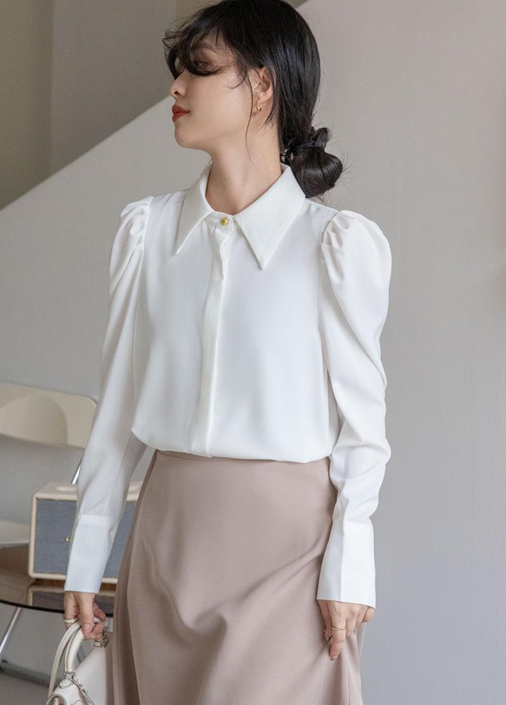 All-match satin shirt Korean style long sleeve tops for women