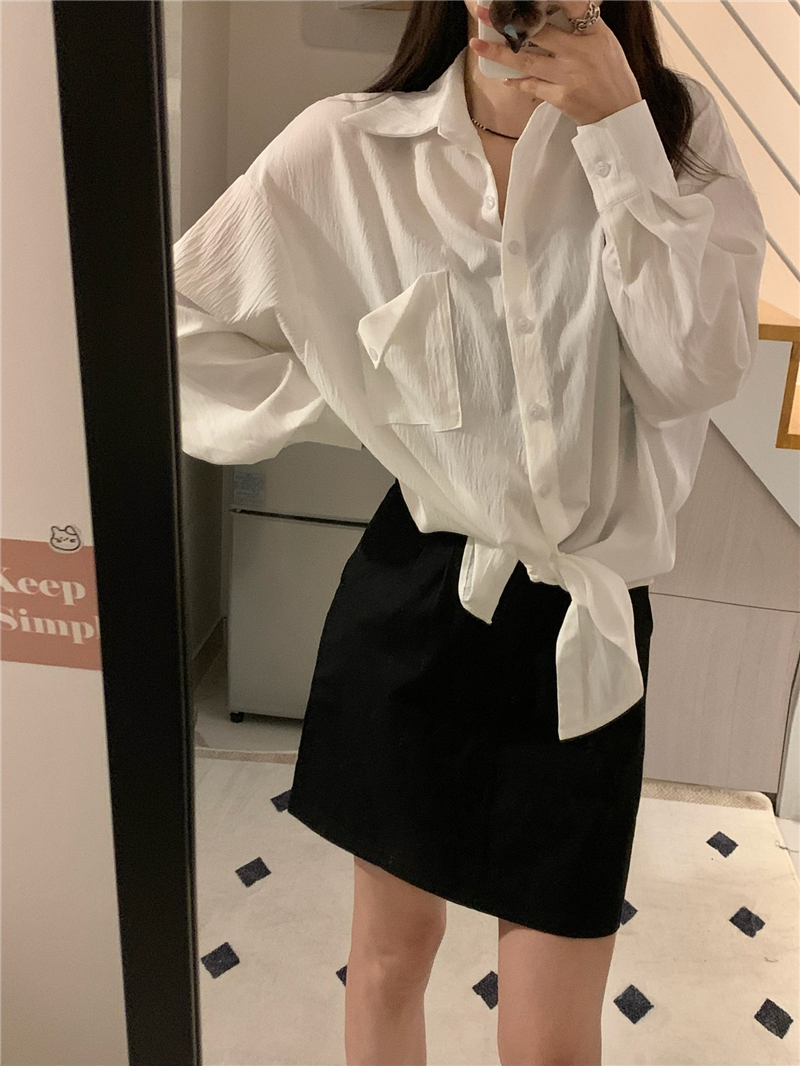 All-match long sleeve loose shirt pure simple shirts