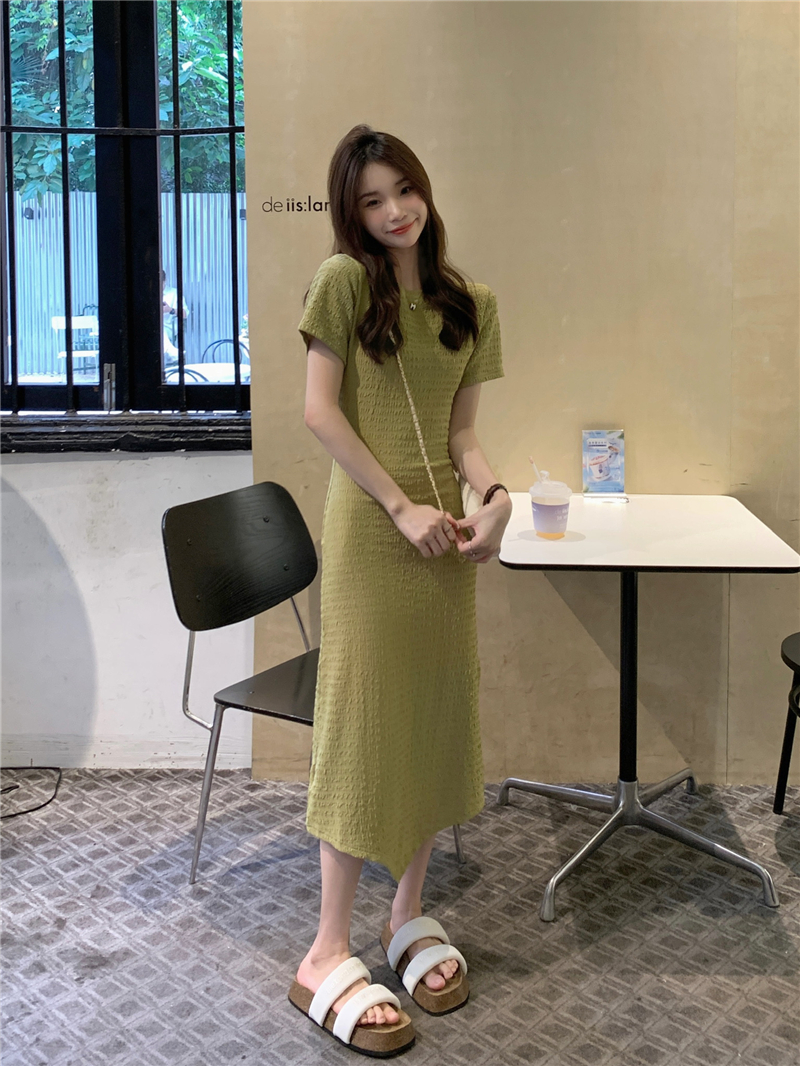 Short sleeve dress Korean style long dress