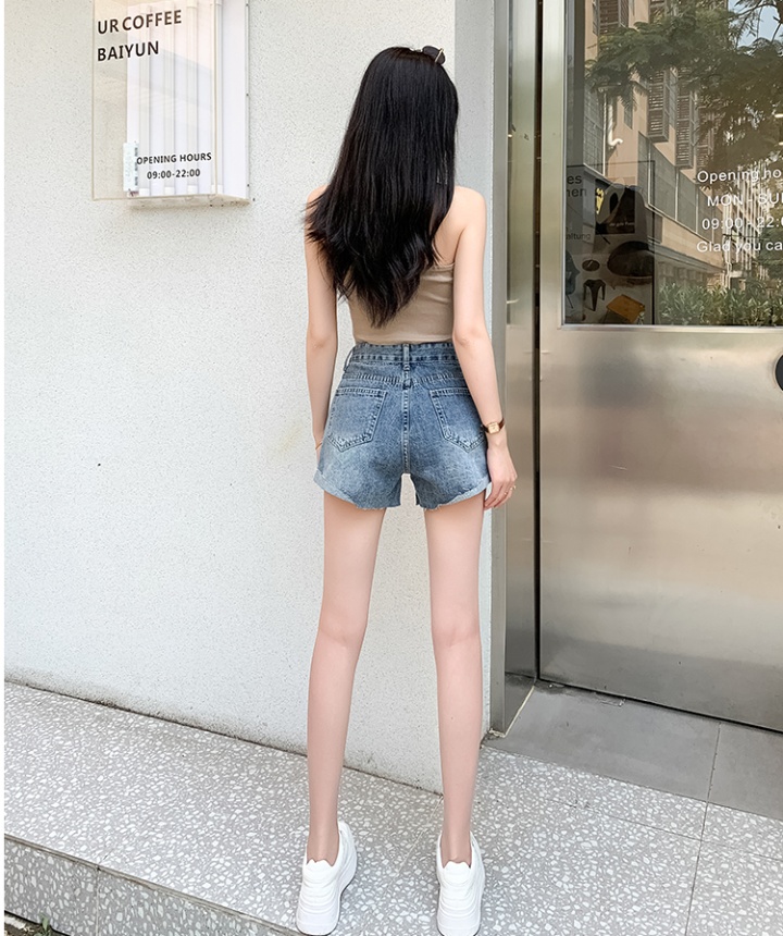 Spicegirl summer waistband buckle slim holes cozy short jeans