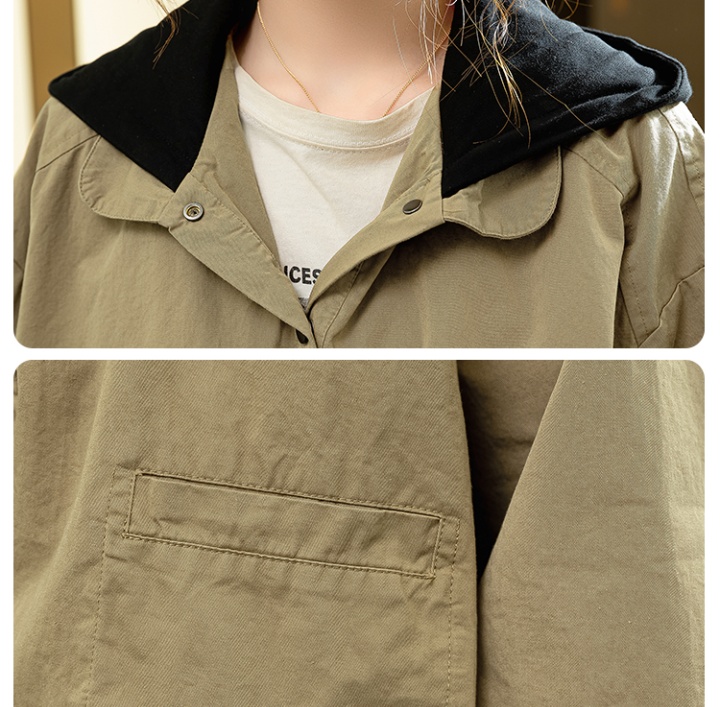 Hooded art jacket long sleeve temperament coat for women