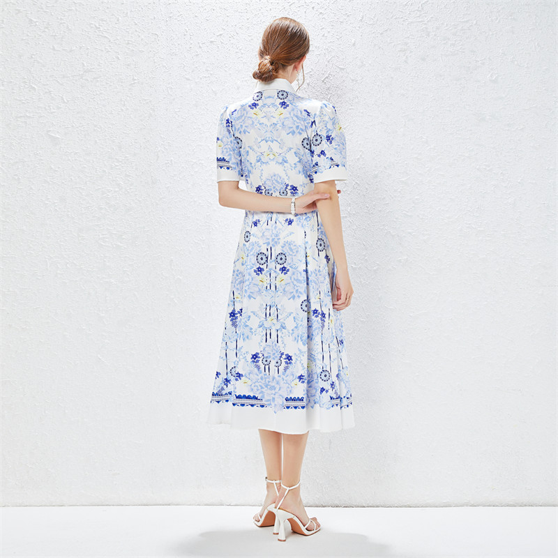 High waist summer long dress printing dress for women