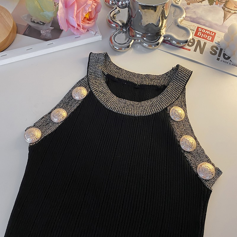 France style inside the ride tops knitted vest for women