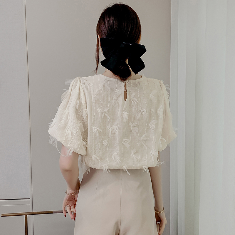 Short sleeve tassels shirt Korean style tops for women