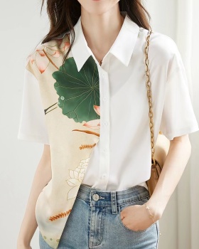 Irregular fashion summer shirt splice short tops for women