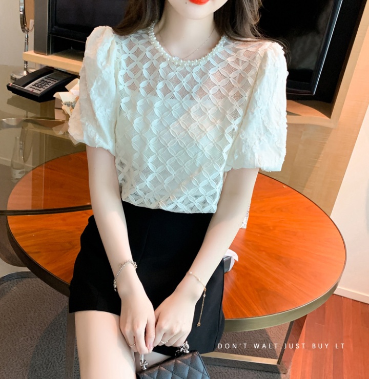 Simple pearl chiffon shirt pullover shirts for women