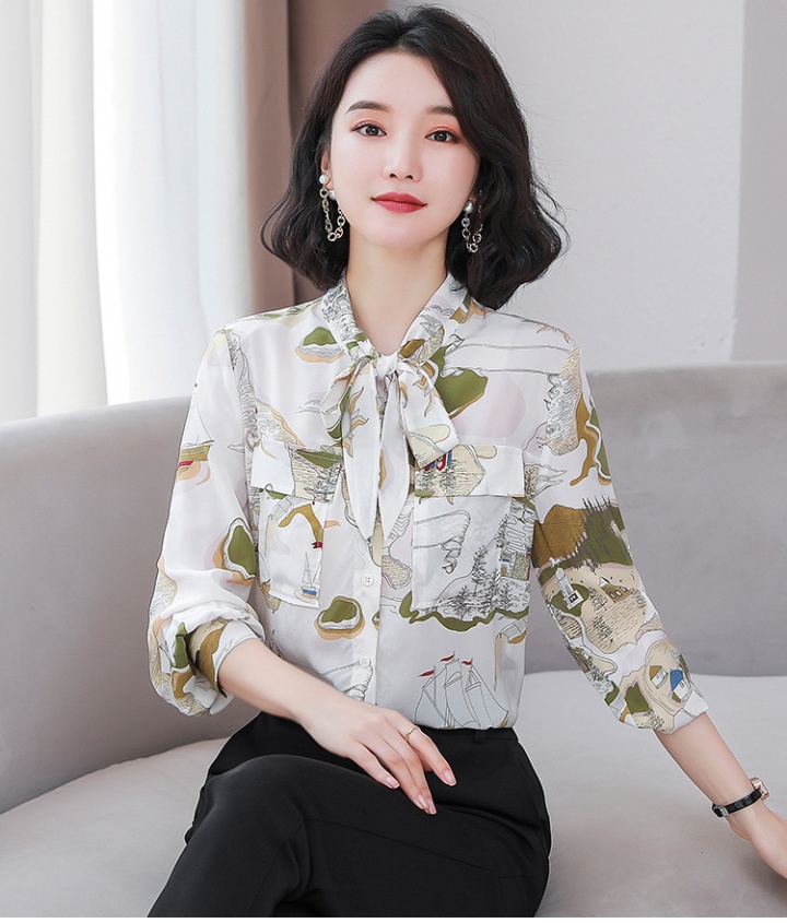 Real silk long sleeve tops frenum shirt for women