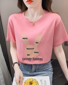 Casual round neck summer embroidery long T-shirt for women