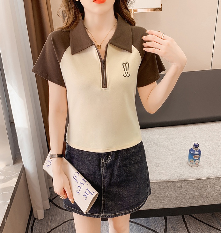 Mixed colors short T-shirt short sleeve Western style tops