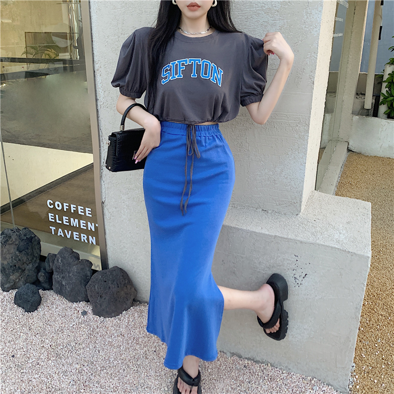 Temperament mermaid Korean style tops loose slim T-shirt