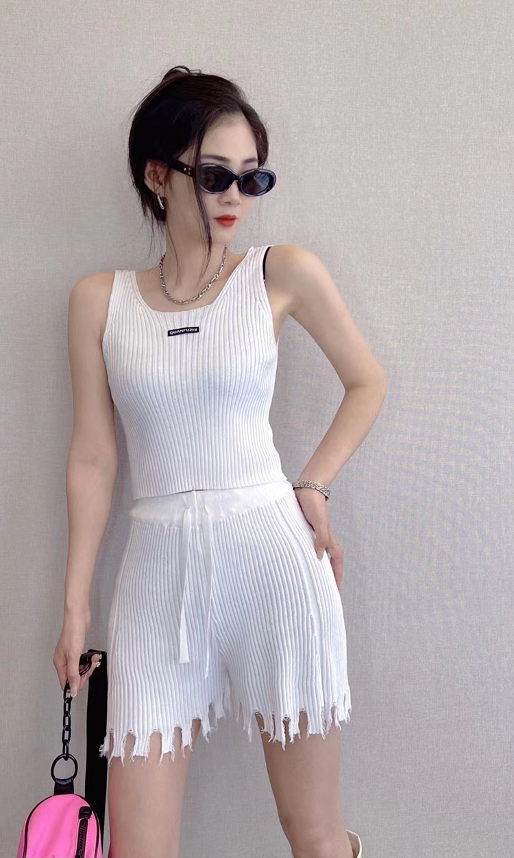 Summer high waist shorts sleeveless fashion vest 2pcs set