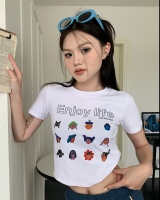 Childlike short colors slim printing T-shirt