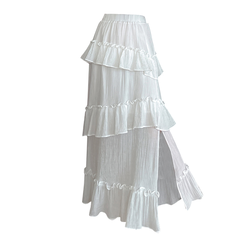 Pleated high waist summer cake big skirt long skirt for women