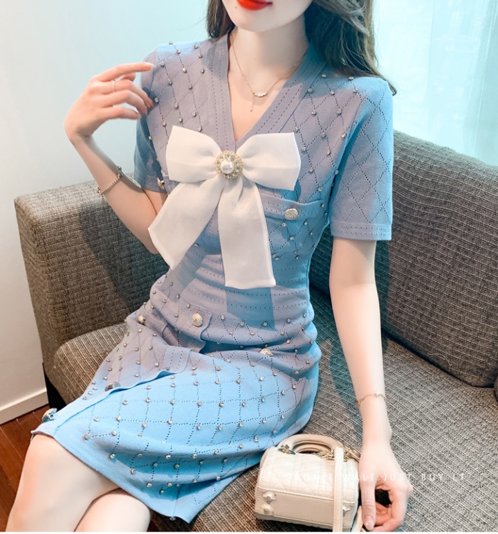 Short sleeve long dress Korean style dress for women