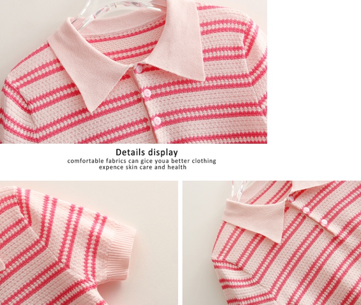 Stripe ice silk knitted sweet summer elasticity tops