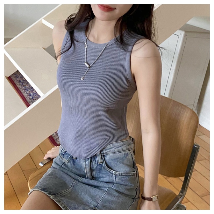 Pure bottoming arc summer irregular knitted vest for women