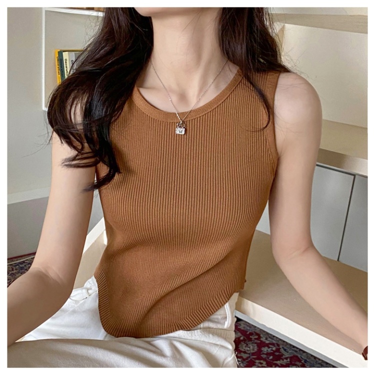Pure bottoming arc summer irregular knitted vest for women