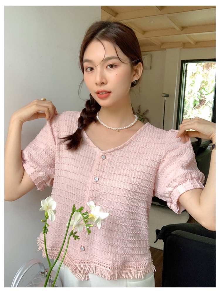 Summer pure short sleeve all-match Korean style cardigan