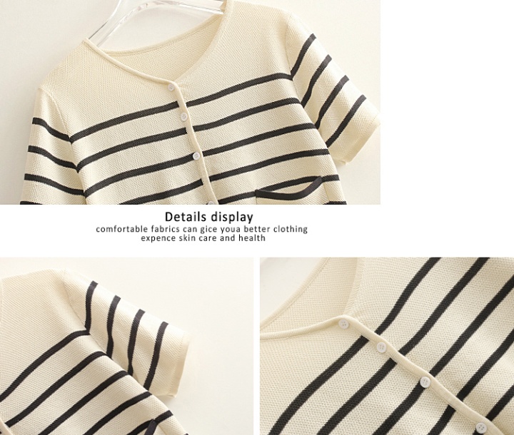 Knitted single-breasted wear thin summer stripe cardigan