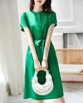 Loose straight round neck commuting summer dress for women