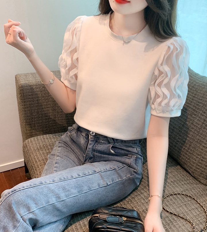 Korean style splice sleeve tops summer T-shirt for women