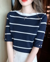 Stripe loose T-shirt mixed colors sweater for women