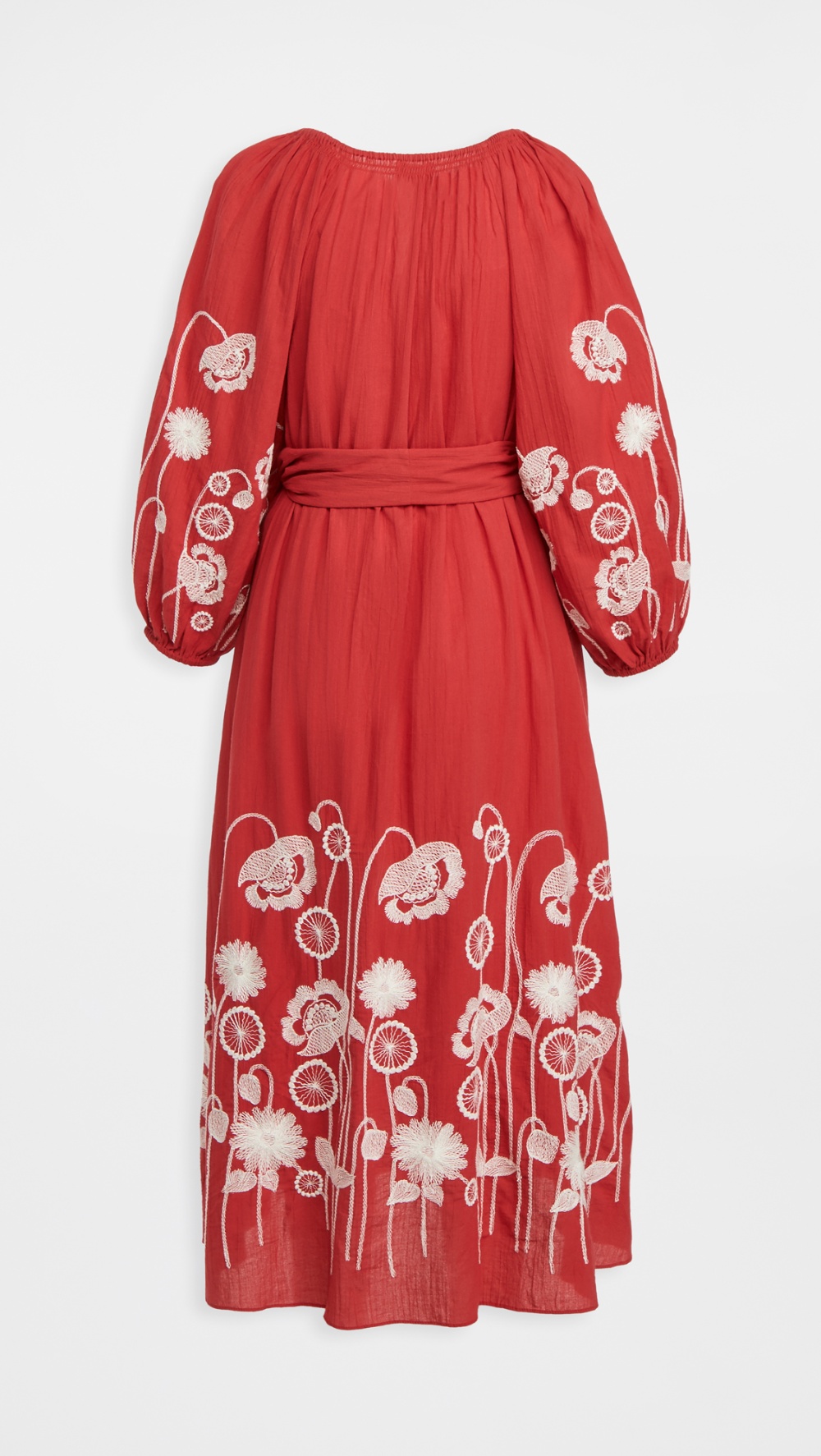 Long sleeve embroidery big skirt cotton dress