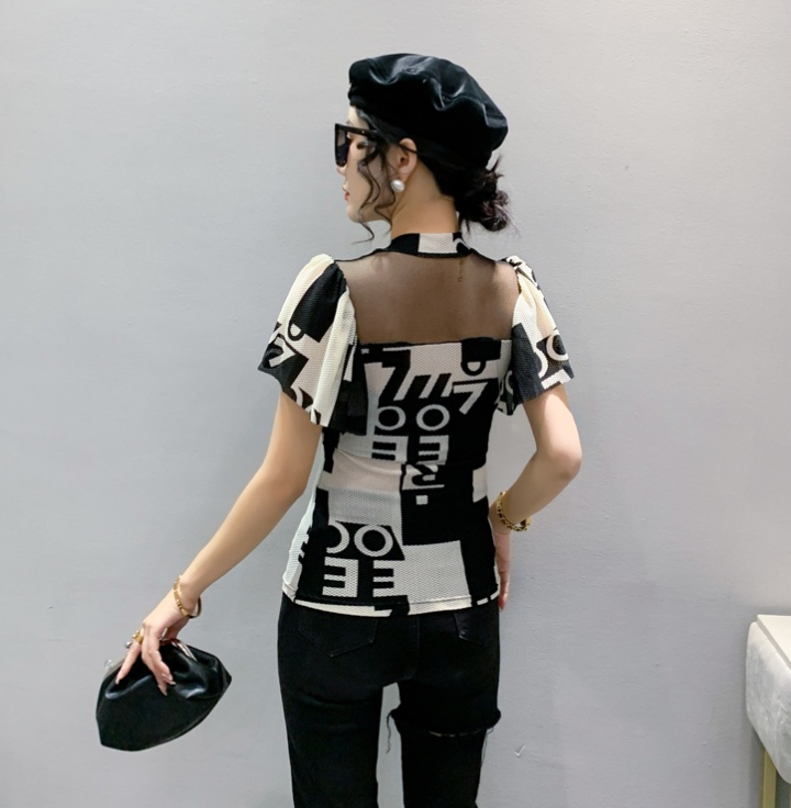 Summer small shirt printing tops for women