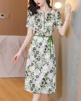 Summer real silk dress frenum floral long dress