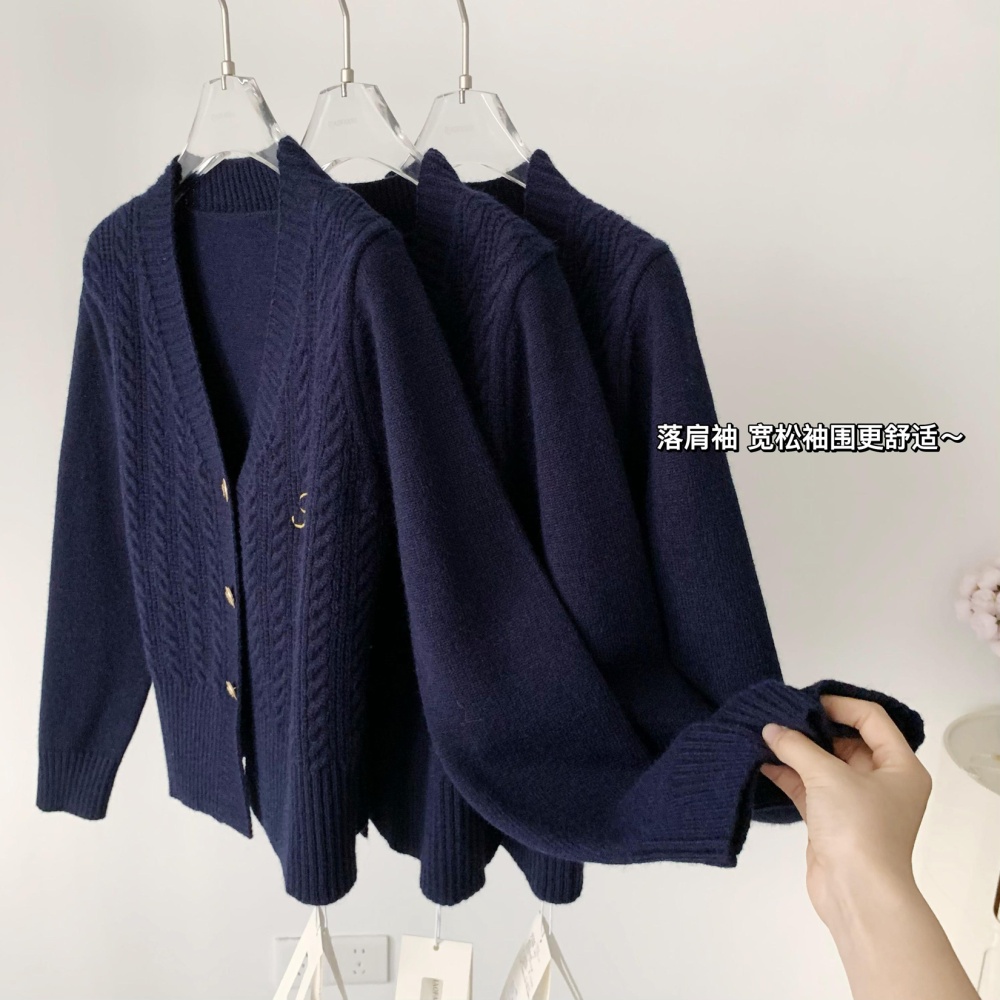 Knitted Korean style coat embroidery tops for women