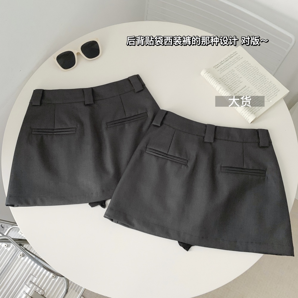 Package hip gray short skirt high waist college style skirt
