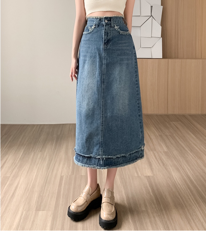 Loose denim skirt high waist long skirt for women