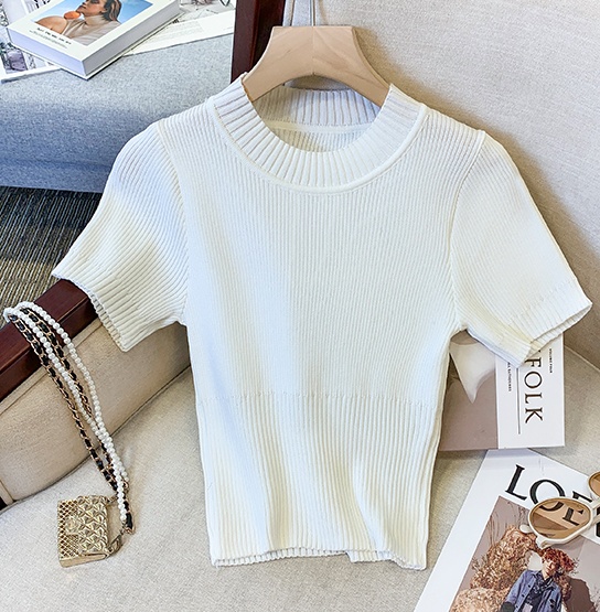 Summer knitted T-shirt slim tops for women