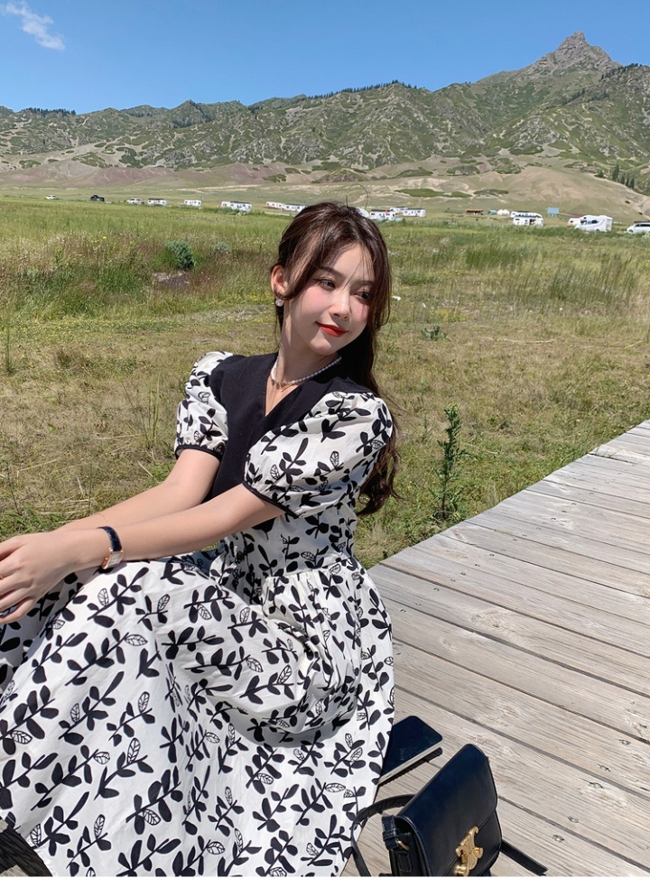 Korean style fat Casual dress large yard lapel long dress