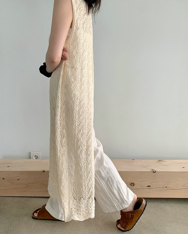 Lace sleeveless sleeveless dress knitted hollow dress
