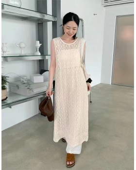 Lace sleeveless sleeveless dress knitted hollow dress