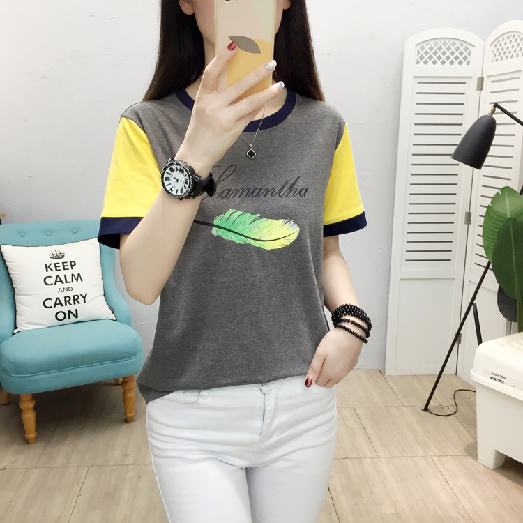 All-match loose T-shirt short sleeve printing tops for women